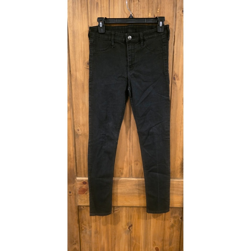 H&M Skinny Ankle Jeans‎ Womens Size 10 Black Regular Waist High Rise Dark Wash